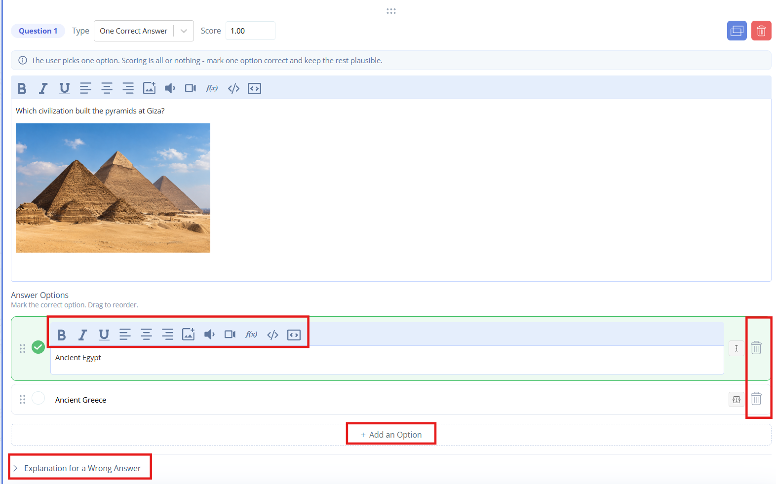 Add an Option” feature